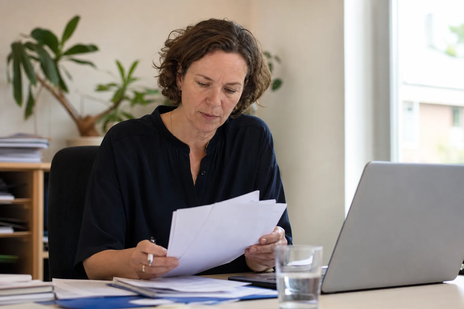 Administratief werk op een klein Nederlands kantoor. Beeld bij het artikel: Waar moet je op letten als je je urenadministratie klaarmaakt voor de aangifte?
