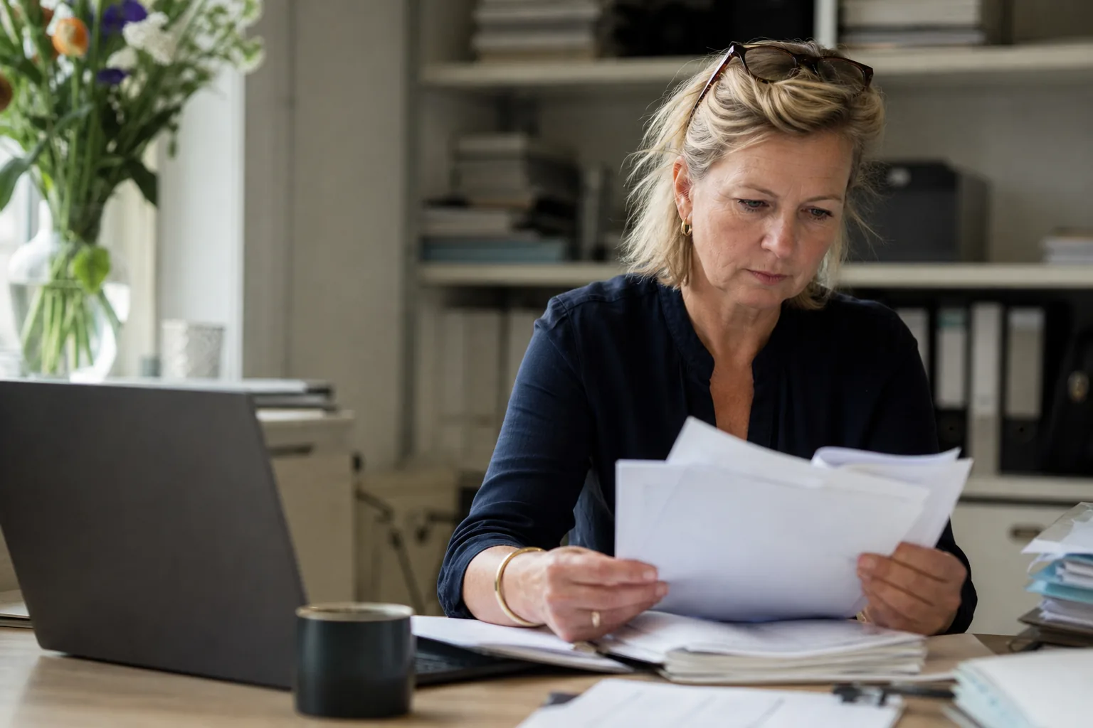 Administratief werk op een klein Nederlands kantoor. Beeld bij het artikel: Loont het bijhouden van je uren nog nu de zelfstandigenaftrek verder wordt afgebouwd?