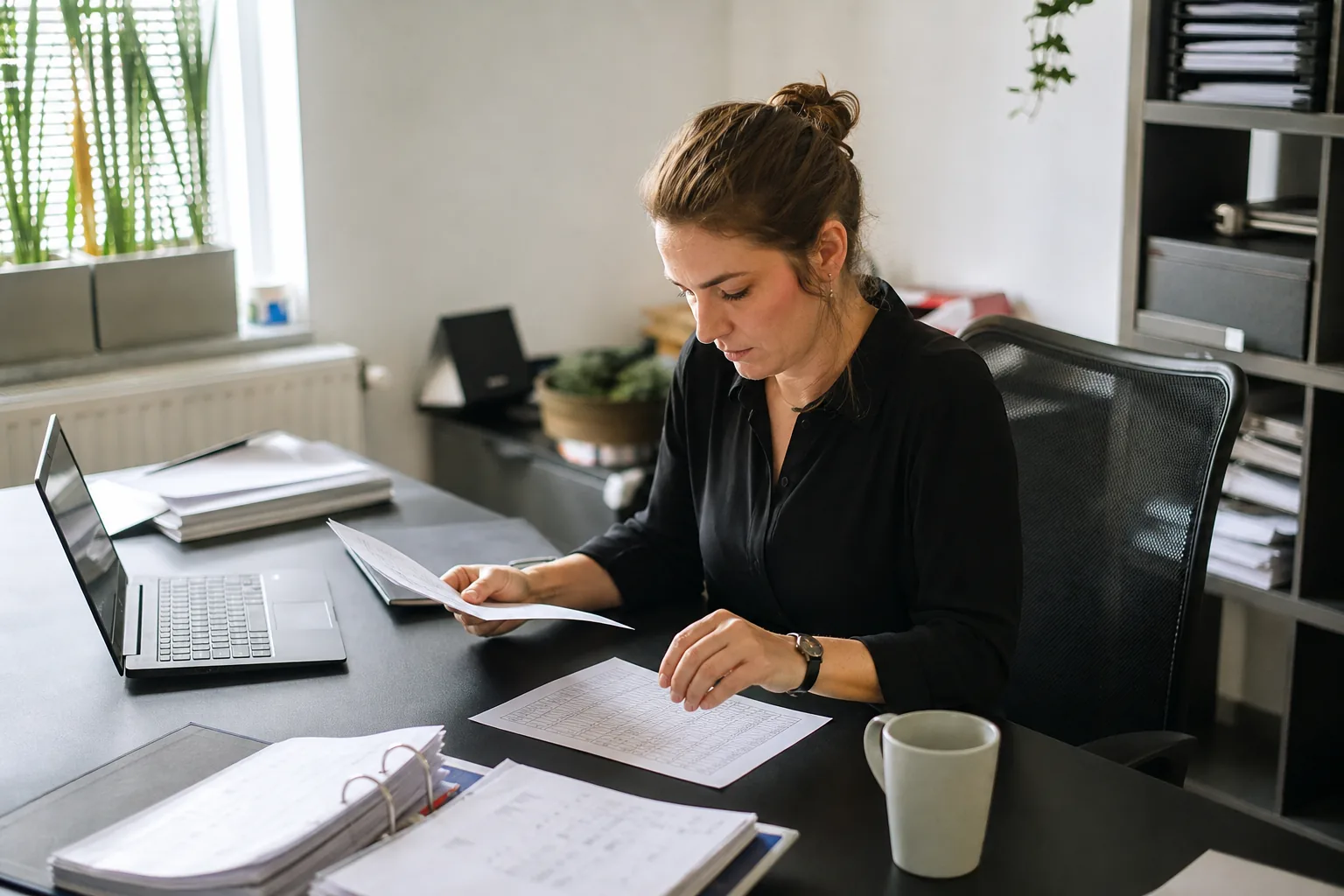 Administratief werk op een klein Nederlands kantoor. Beeld bij het artikel: Kun je je uren beter bijhouden in een spreadsheet, je boekhoudpakket of een urenteller?